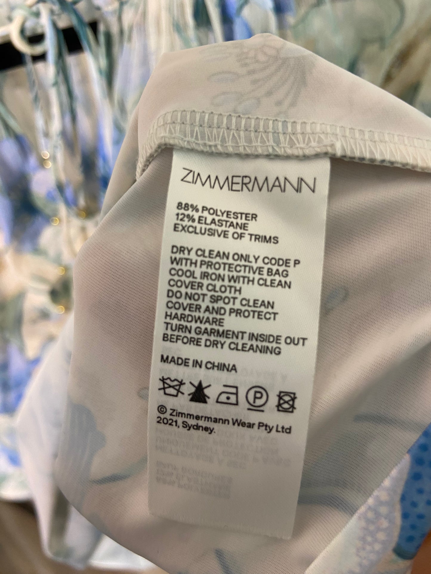 Zimmermann Rhythm Gathered Floral-Print Crepon Top size 6