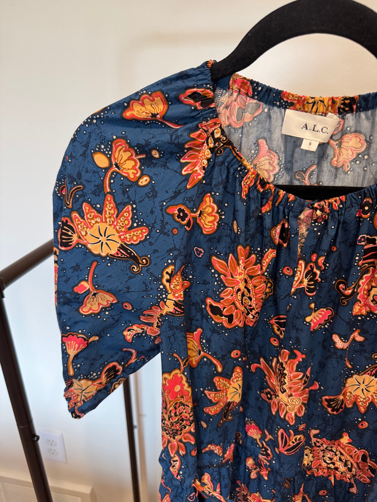 ALC Mischa Dress Blue Floral size 6