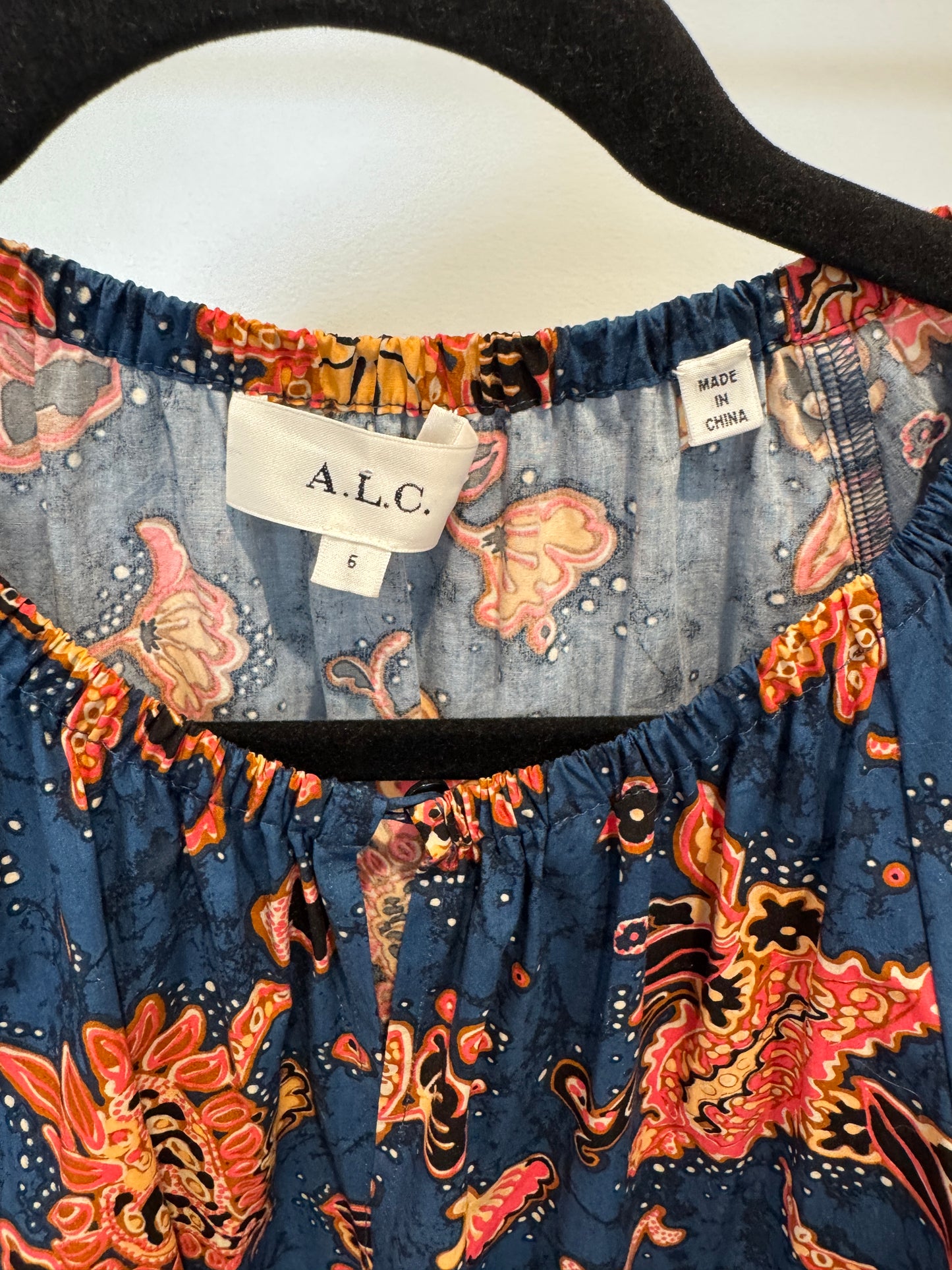 ALC Mischa Dress Blue Floral size 6
