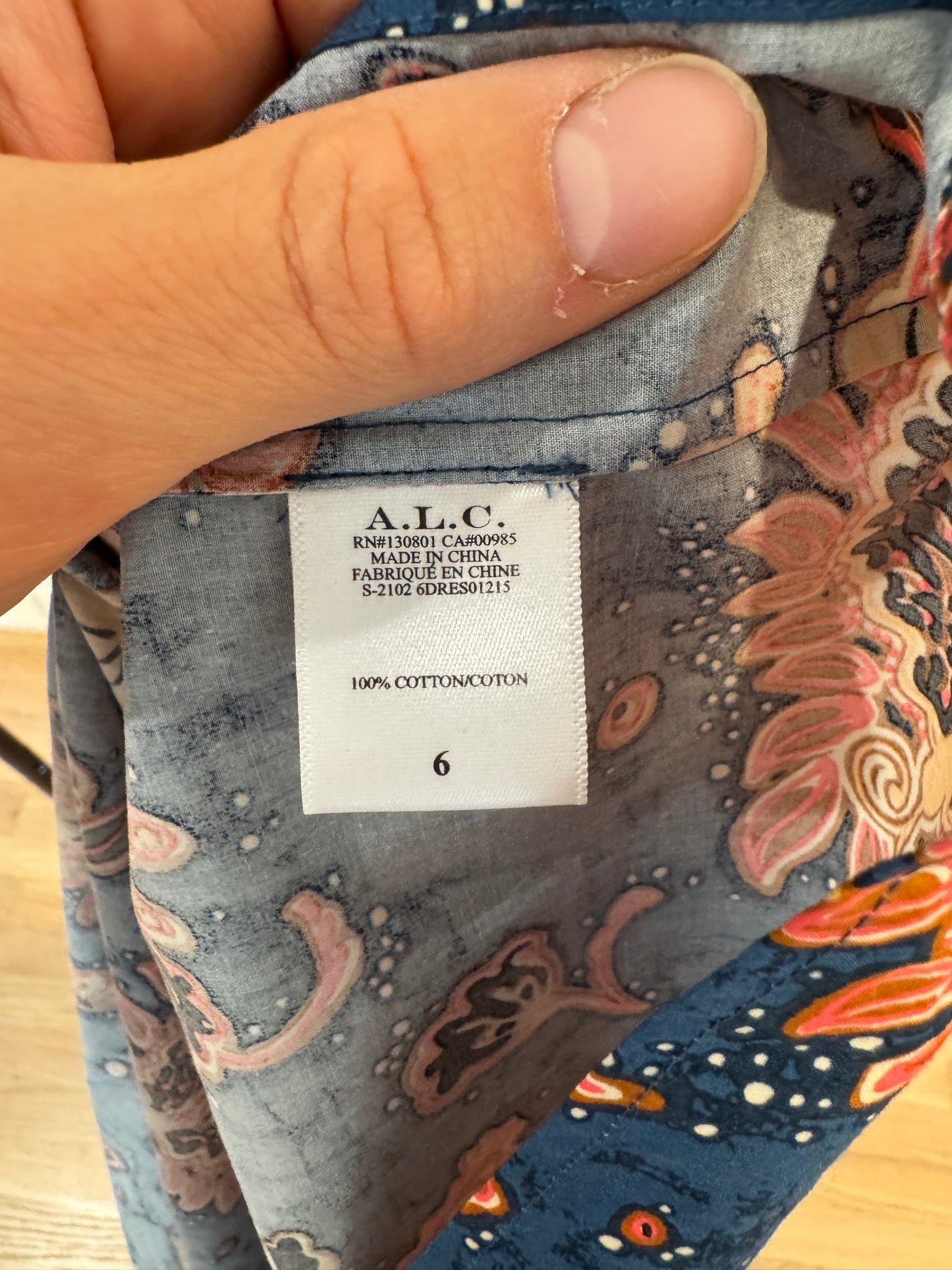 ALC Mischa Dress Blue Floral size 6