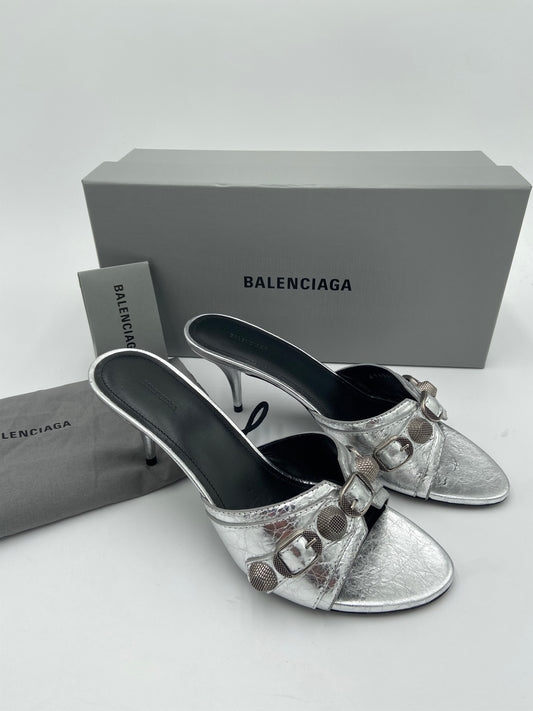 Balenciaga Cagole metallic leather mules size 37.5