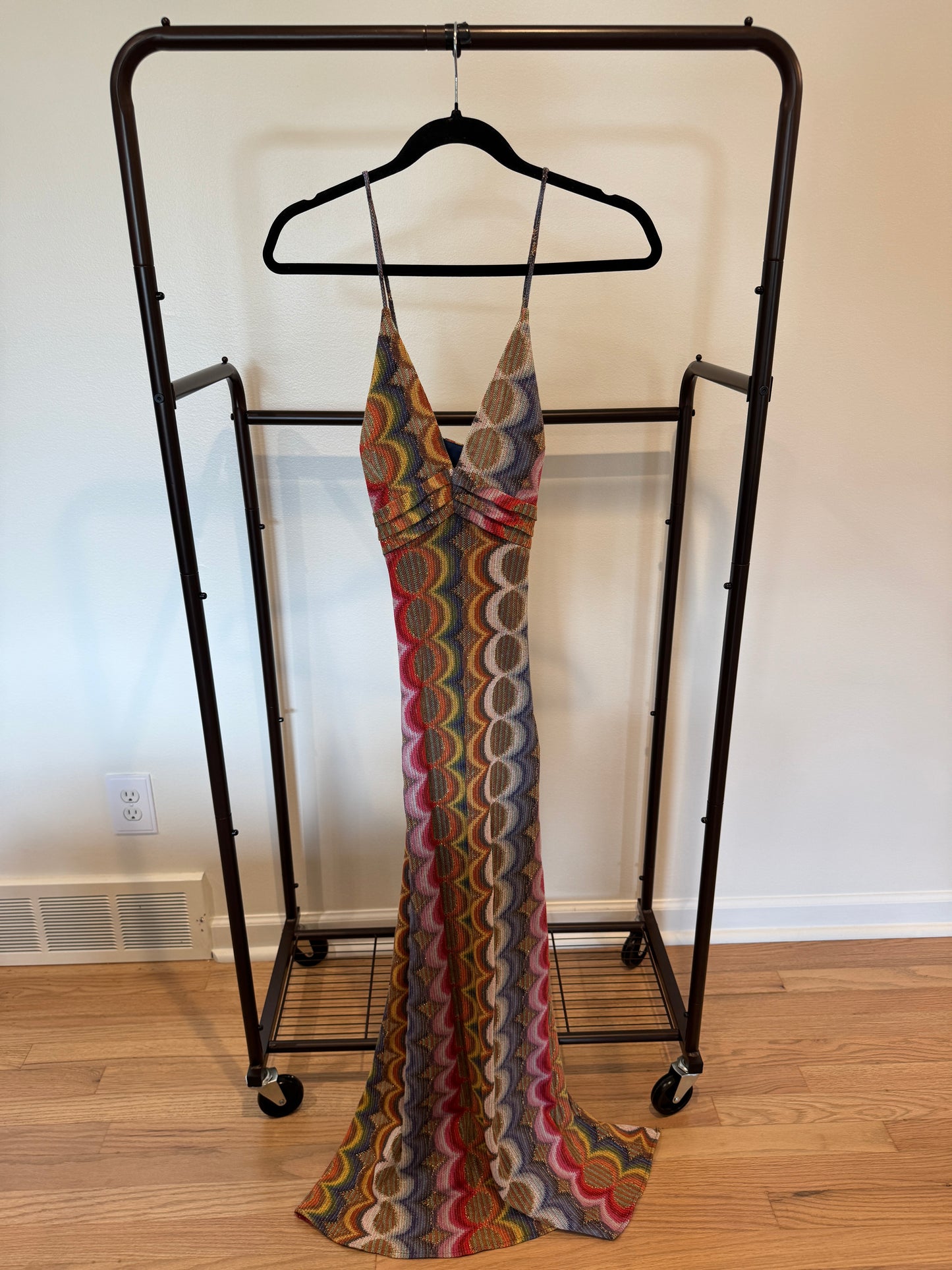 Ramy Brook Myrtle Metallic Groovy Halter Dress size L