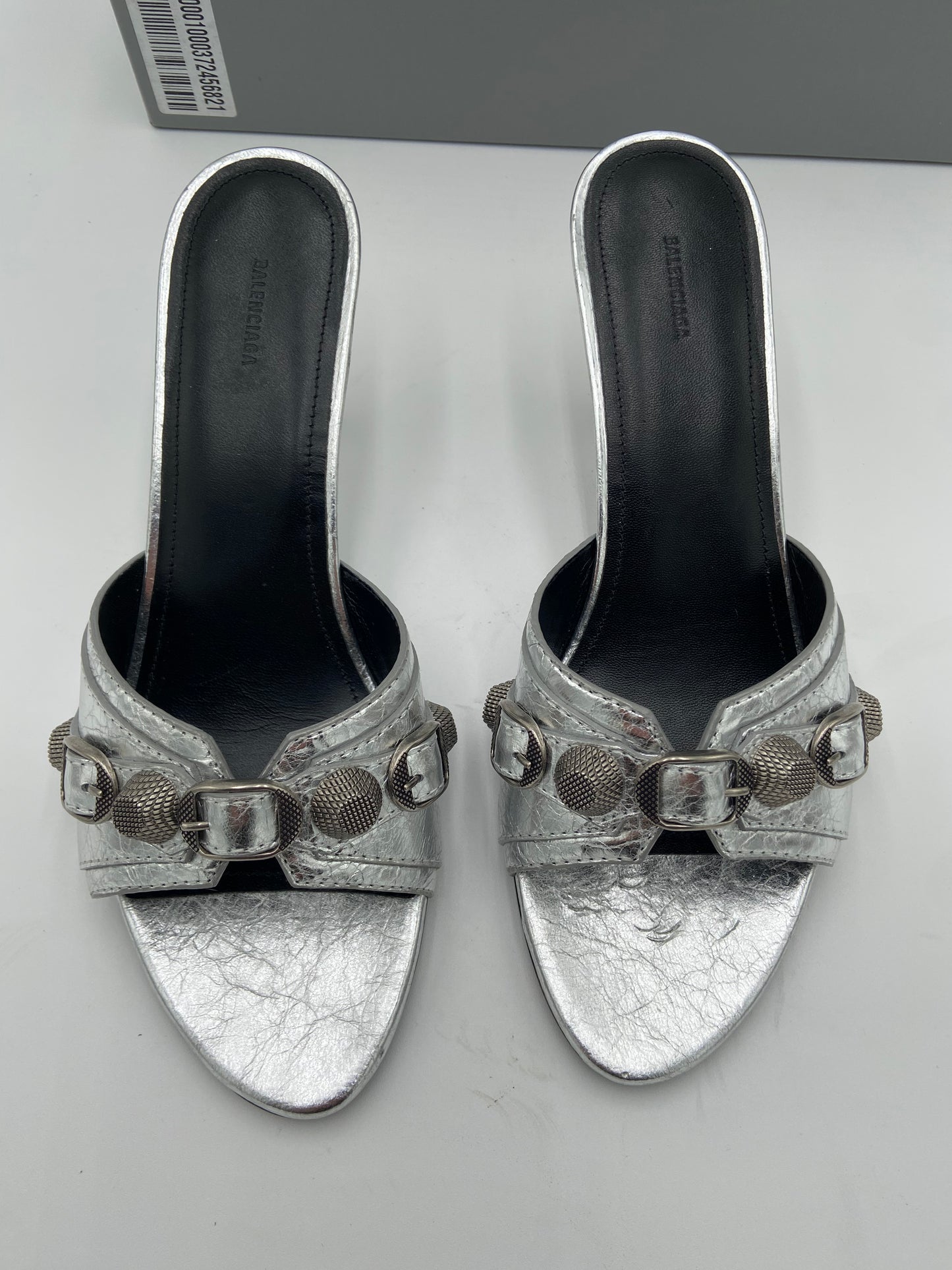 Balenciaga Cagole metallic leather mules size 37.5