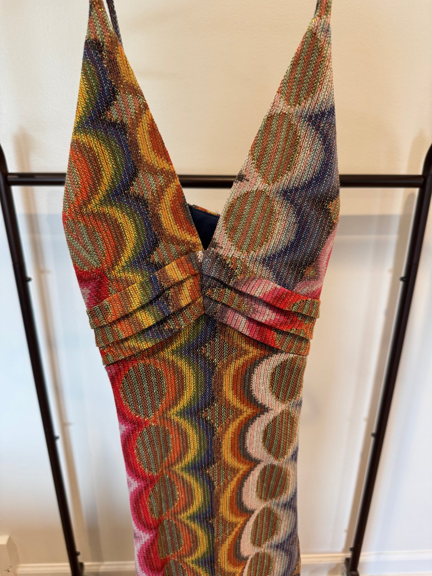 Ramy Brook Myrtle Metallic Groovy Halter Dress size L