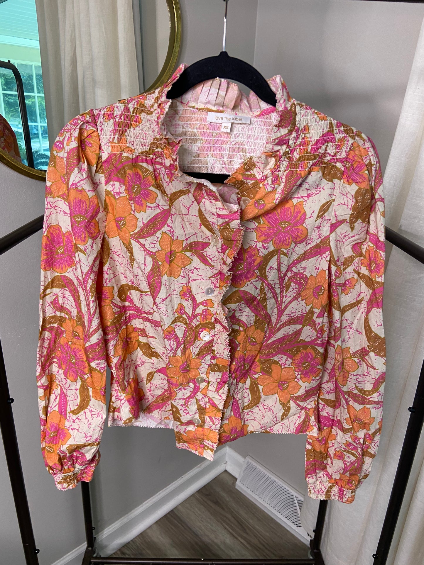 Love the Label Quincy Ruffled Floral Cotton Top size XS
