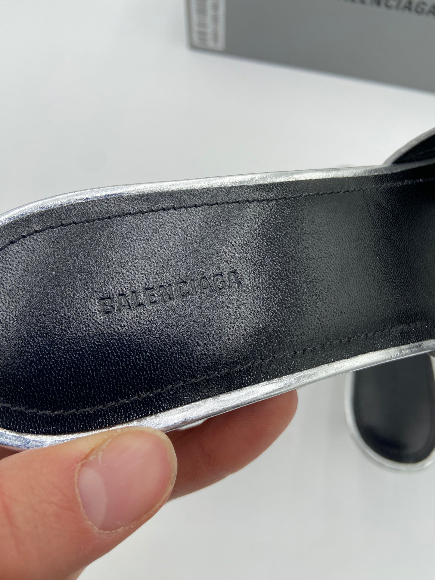 Balenciaga Cagole metallic leather mules size 37.5