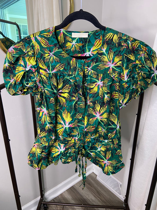 Ulla Johnson Mila Floral Print Puff Sleeve Top size 14