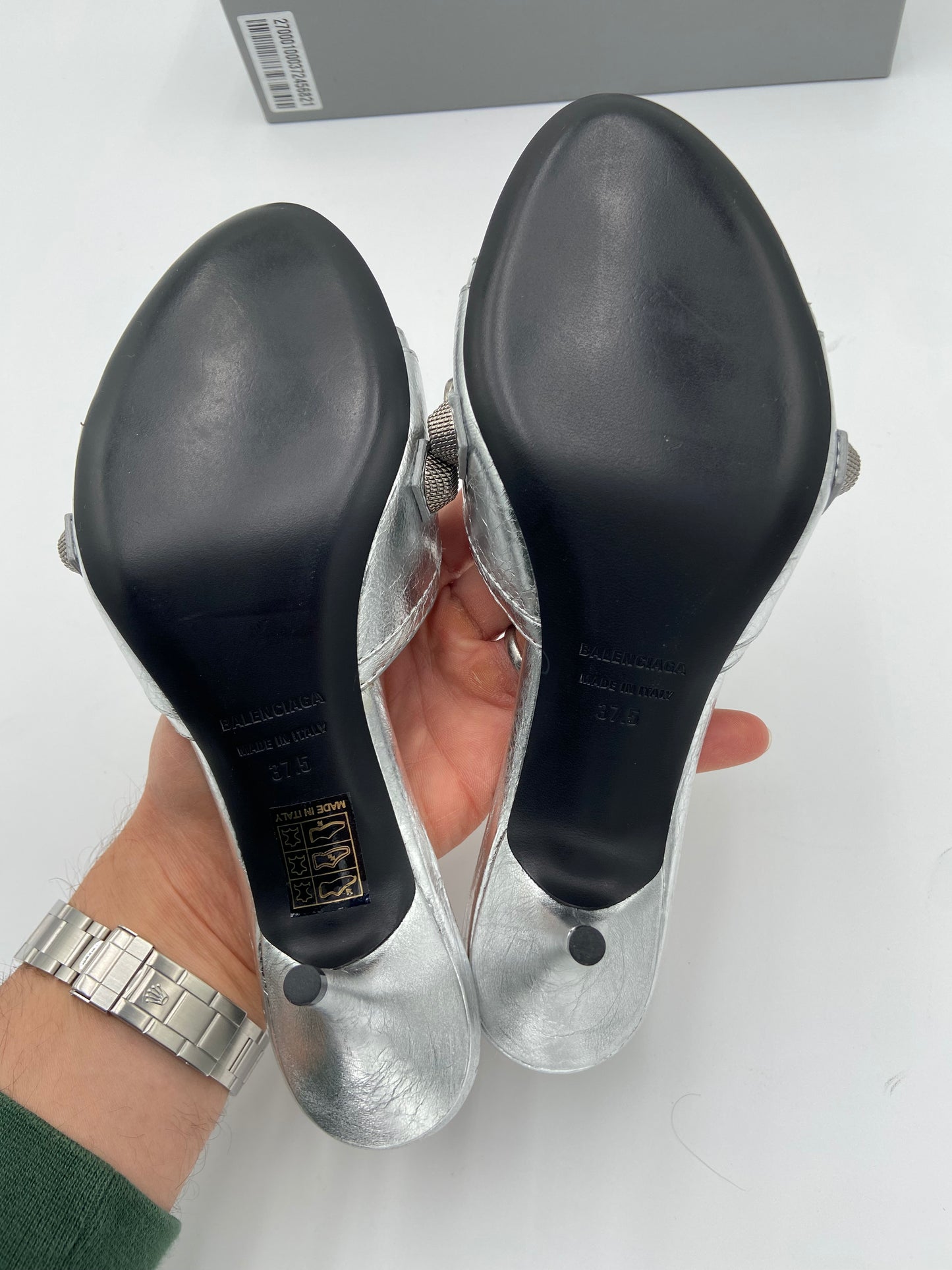 Balenciaga Cagole metallic leather mules size 37.5