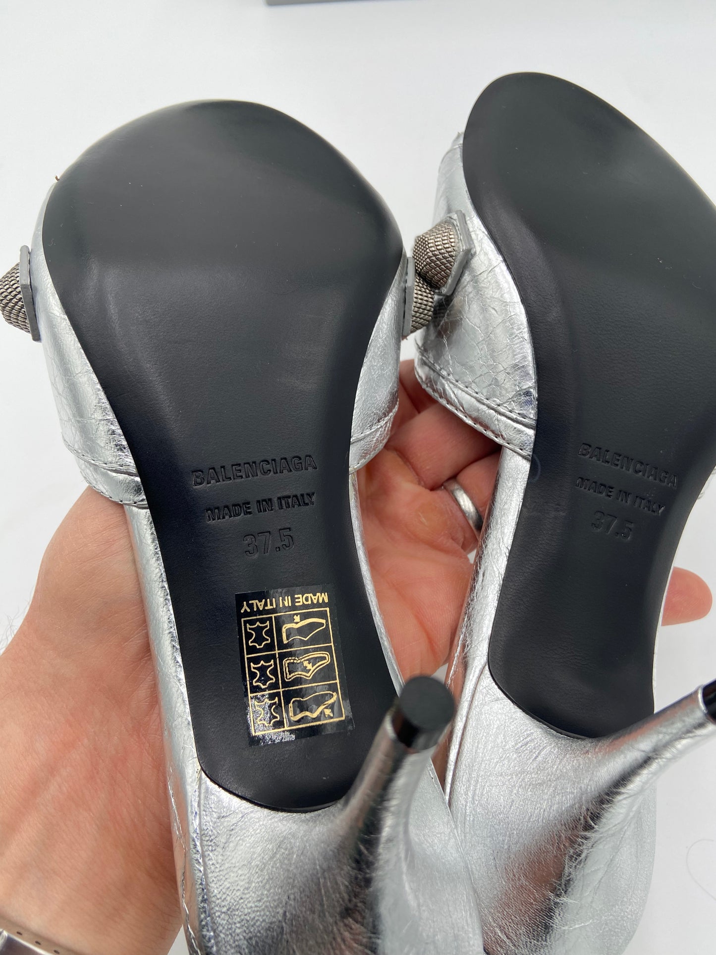Balenciaga Cagole metallic leather mules size 37.5