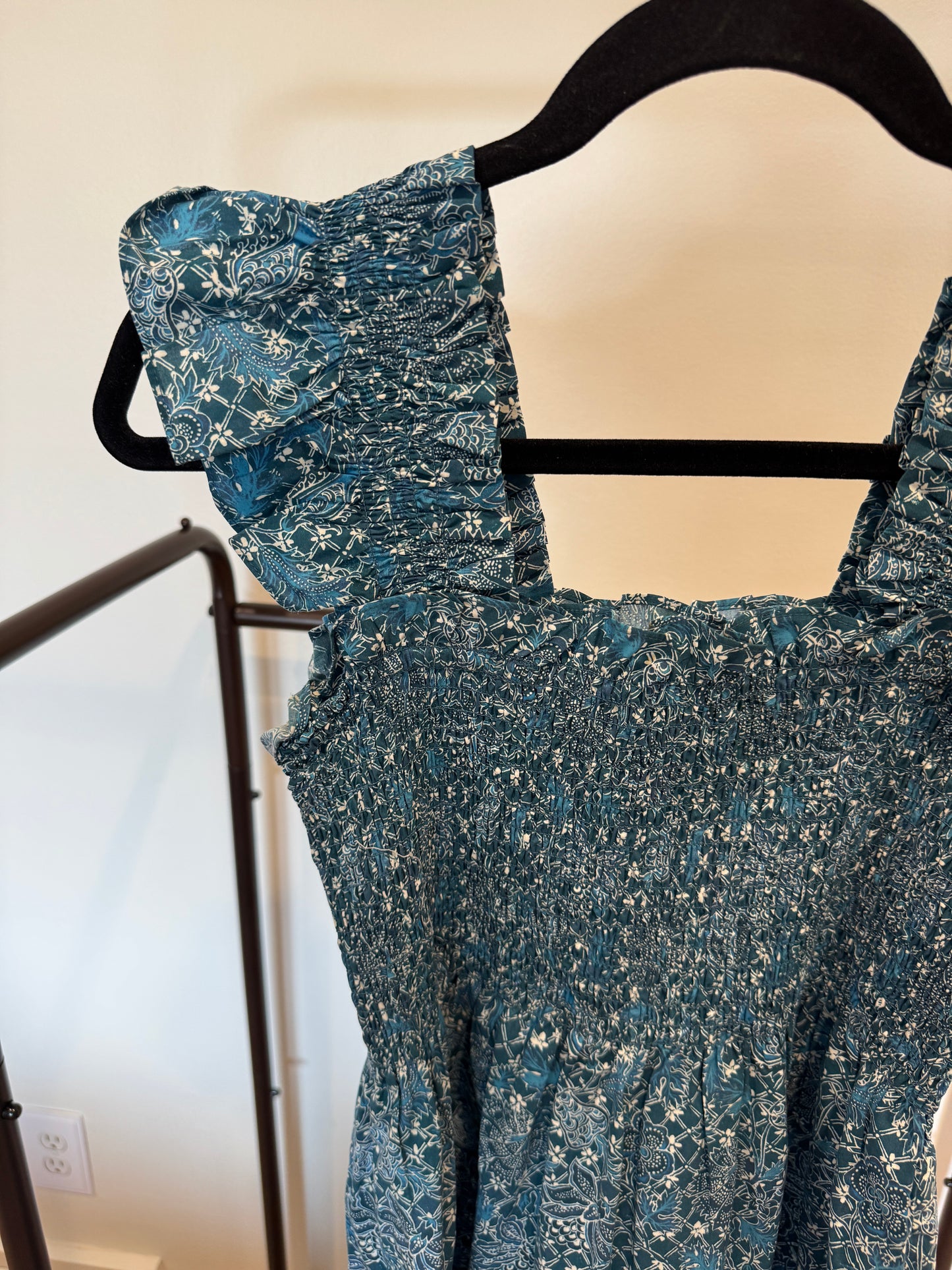 Hill House The Ellie Nap Dress in Navy Calico Trellis size S