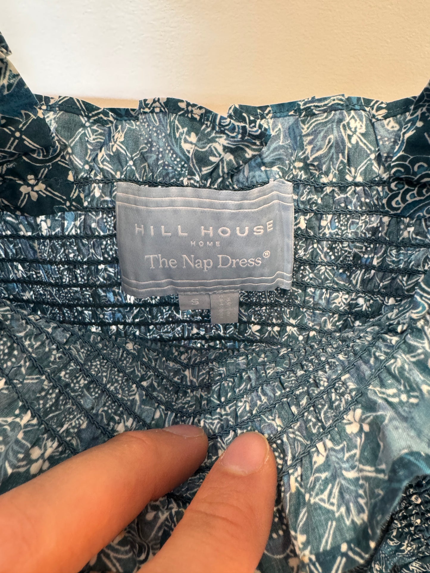 Hill House The Ellie Nap Dress in Navy Calico Trellis size S