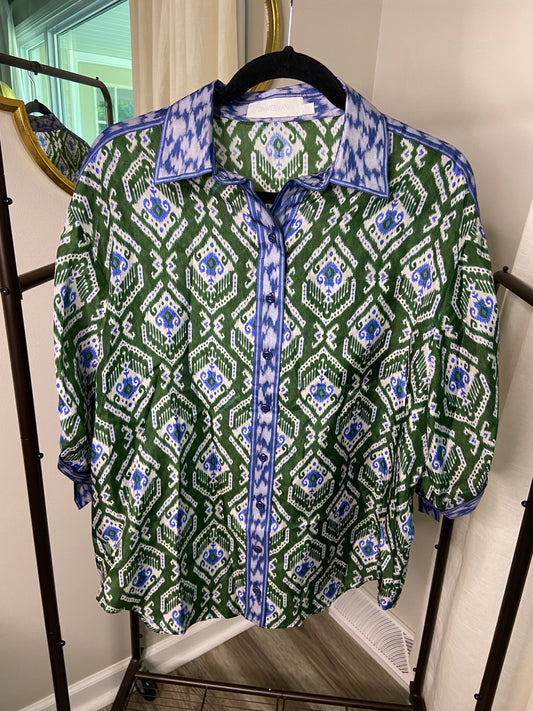 Zimmermann Wylie Printed Silk Shirt size US 6
