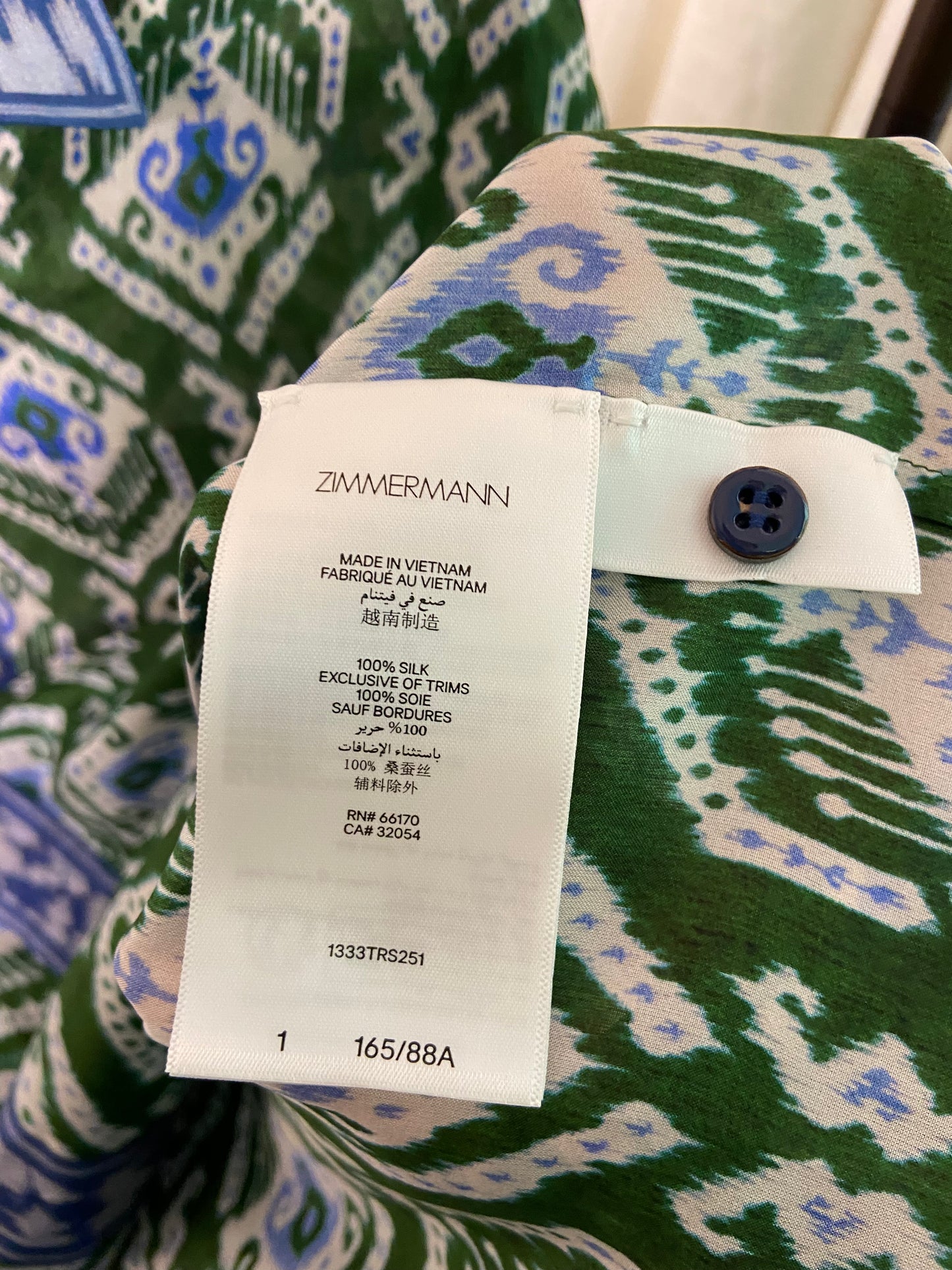 Zimmermann Wylie Printed Silk Shirt size US 6