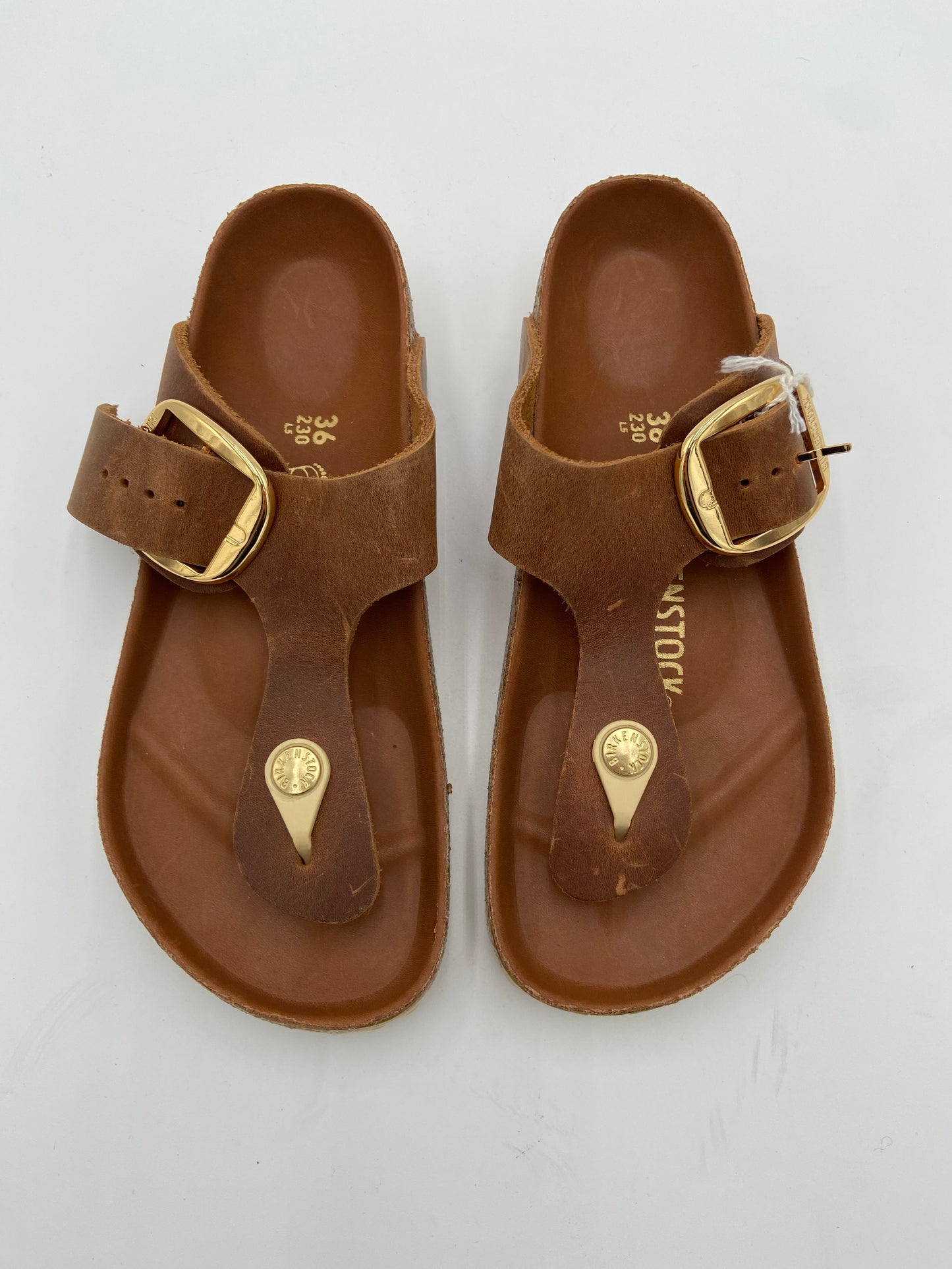 Birkenstock Gizeh Big Buckle Cognac Sandals size 36 US 5-5.5