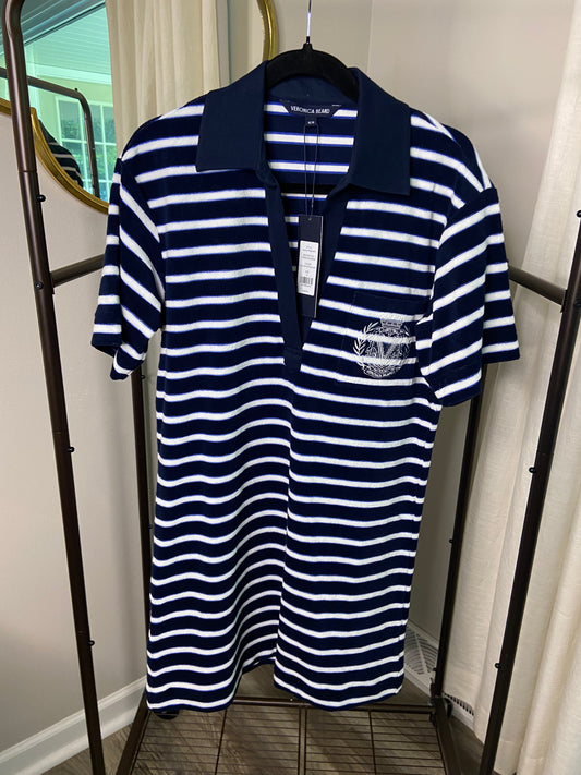 Veronica Beard Terrence Embroidered Stripe Terry Dress size M