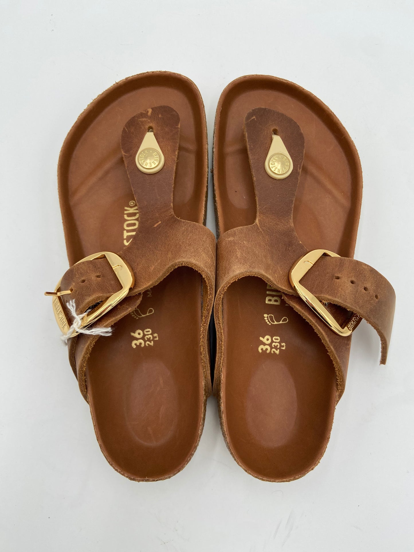 Birkenstock Gizeh Big Buckle Cognac Sandals size 36 US 5-5.5