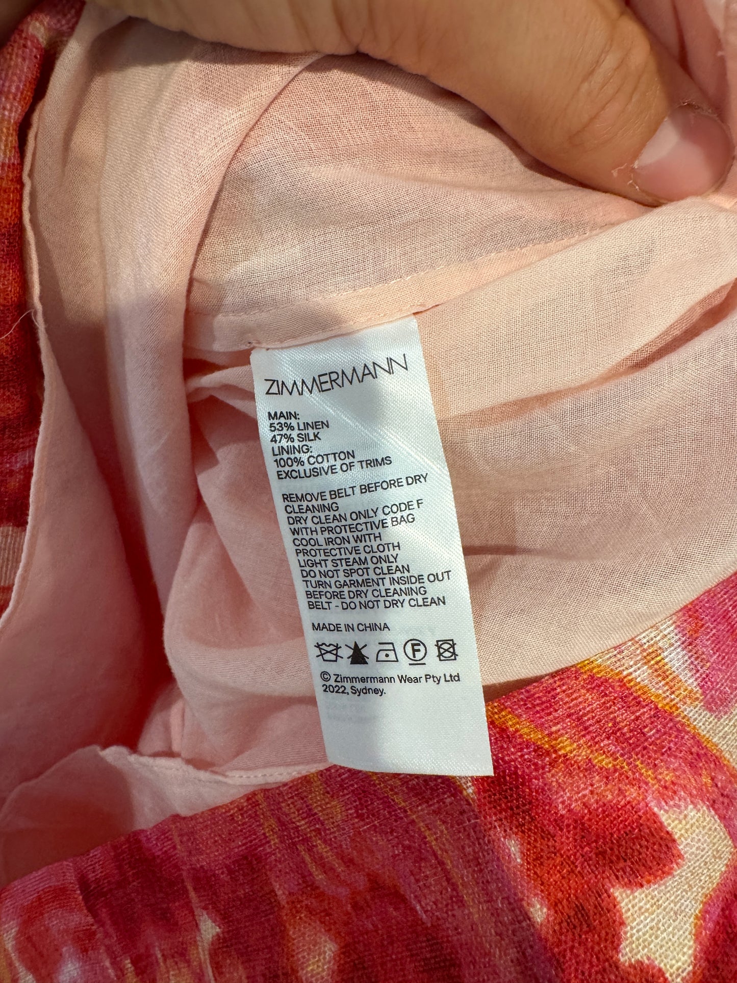 Zimmermann High Tide Mini Dress in Pink size 0 US 4