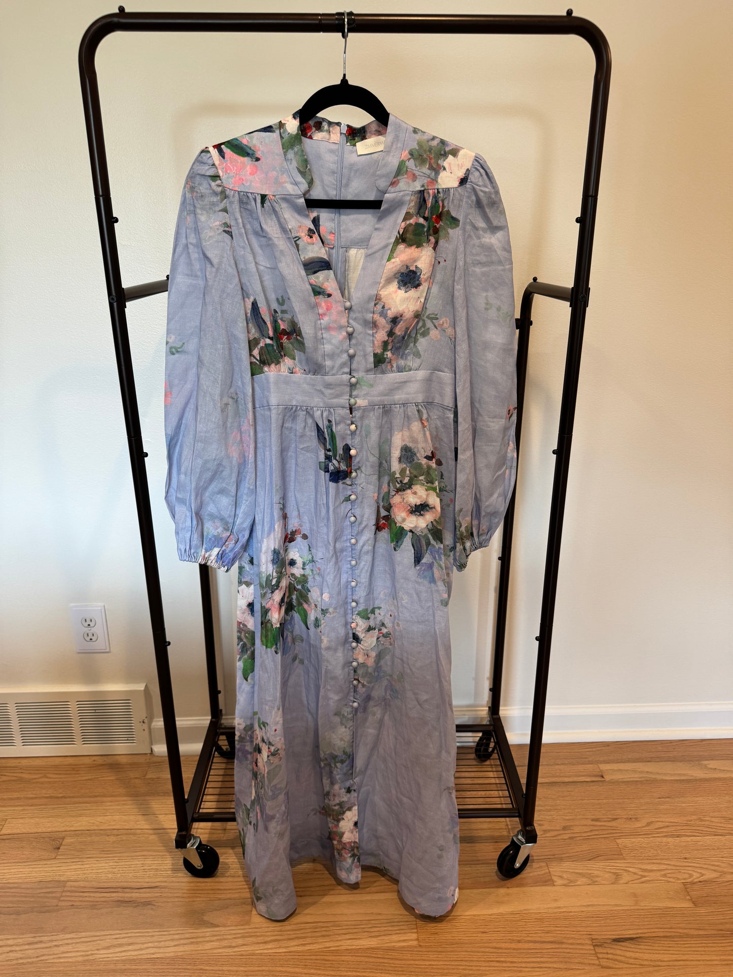 Zimmermann Everley Linen Midi Dress size 1 US 6