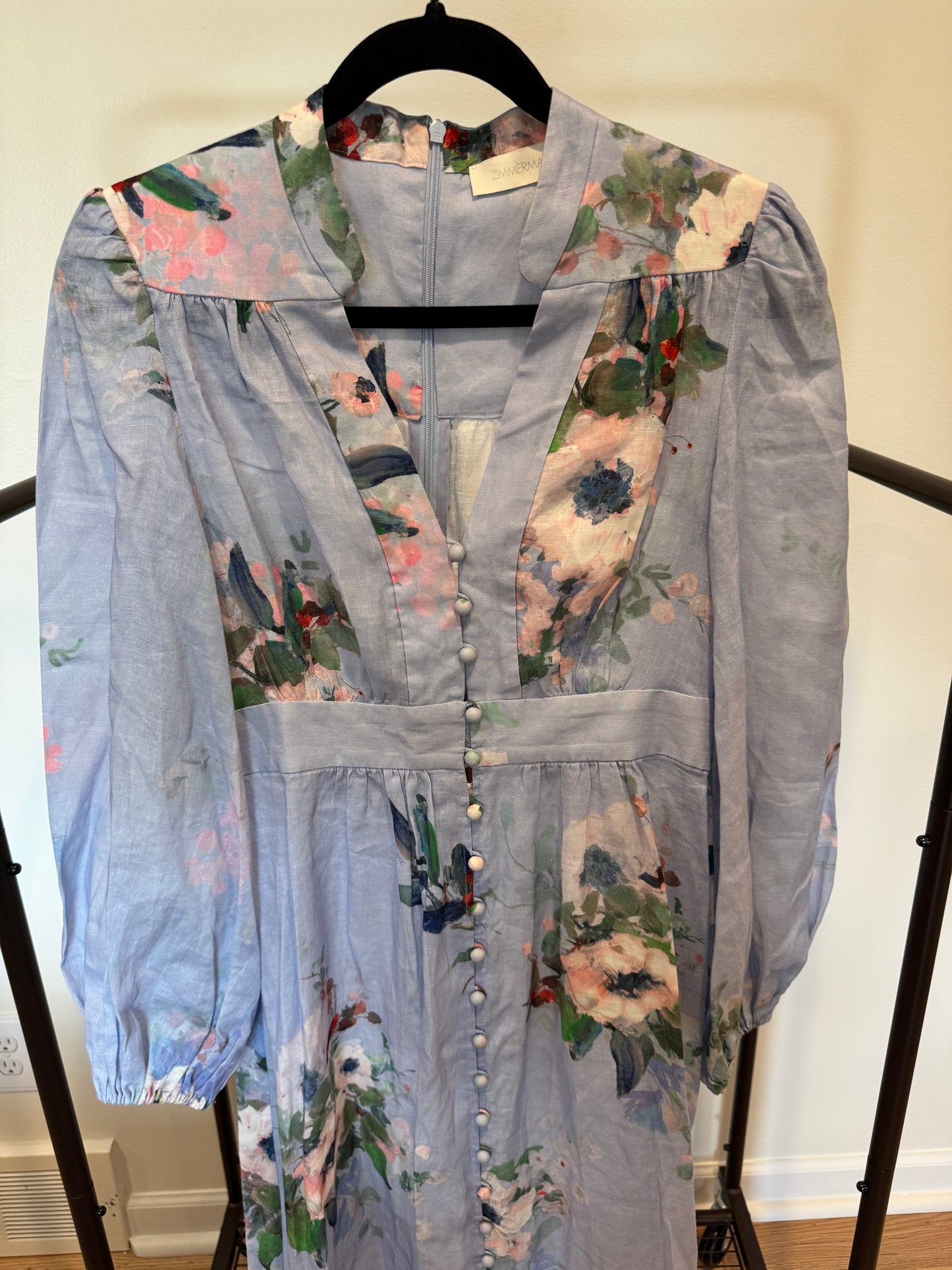 Zimmermann Everley Linen Midi Dress size 1 US 6