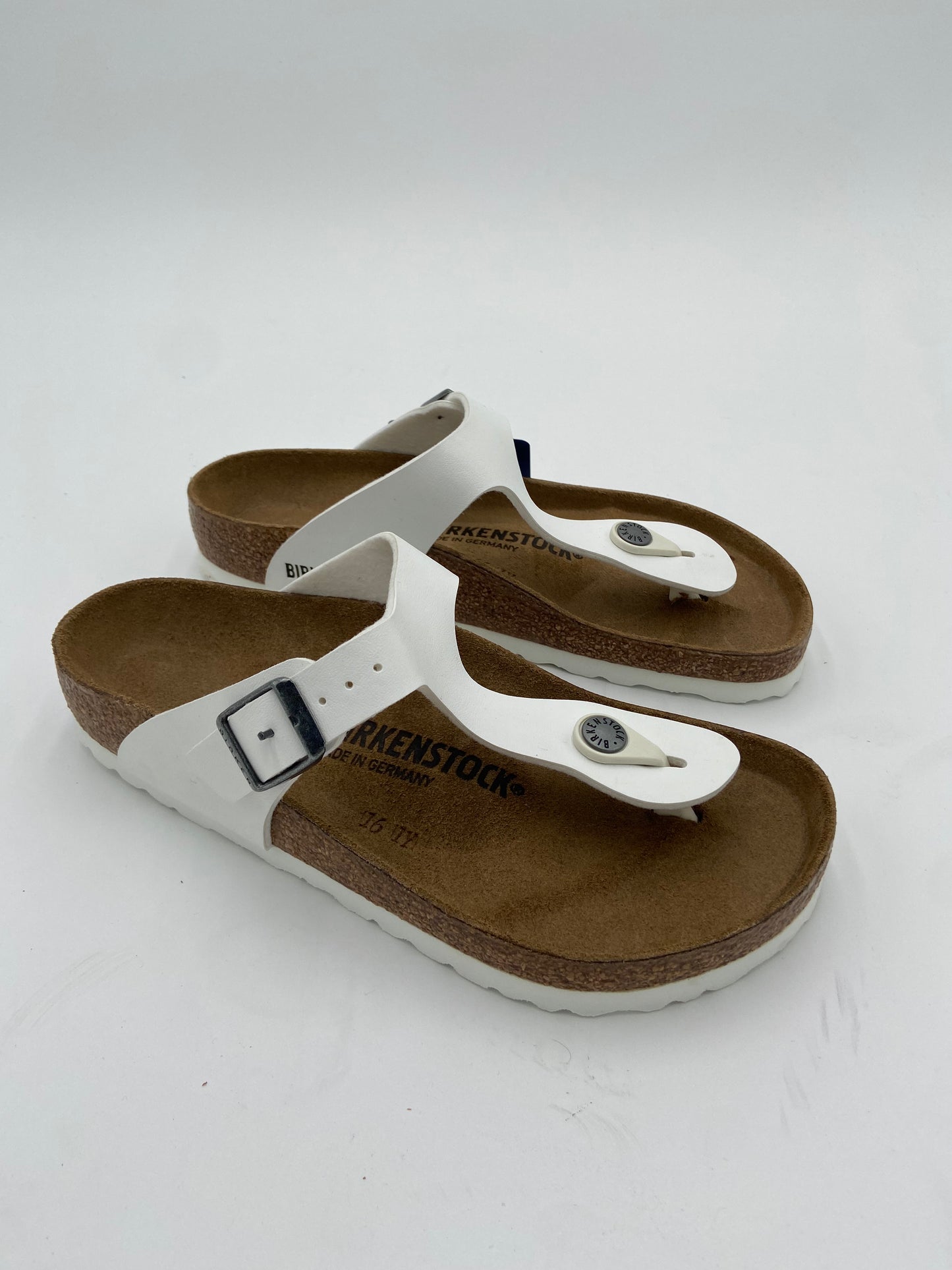 Birkenstock Gizeh Birko-Flor White Leather Sandals size 36 US 5-5.5