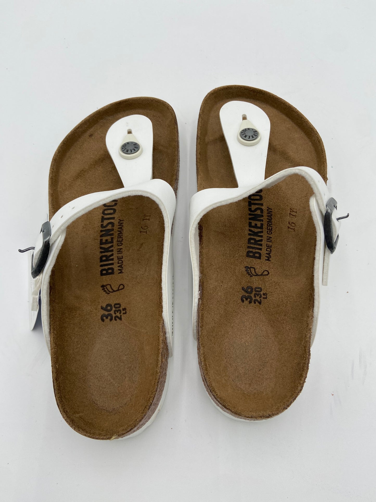Birkenstock Gizeh Birko-Flor White Leather Sandals size 36 US 5-5.5