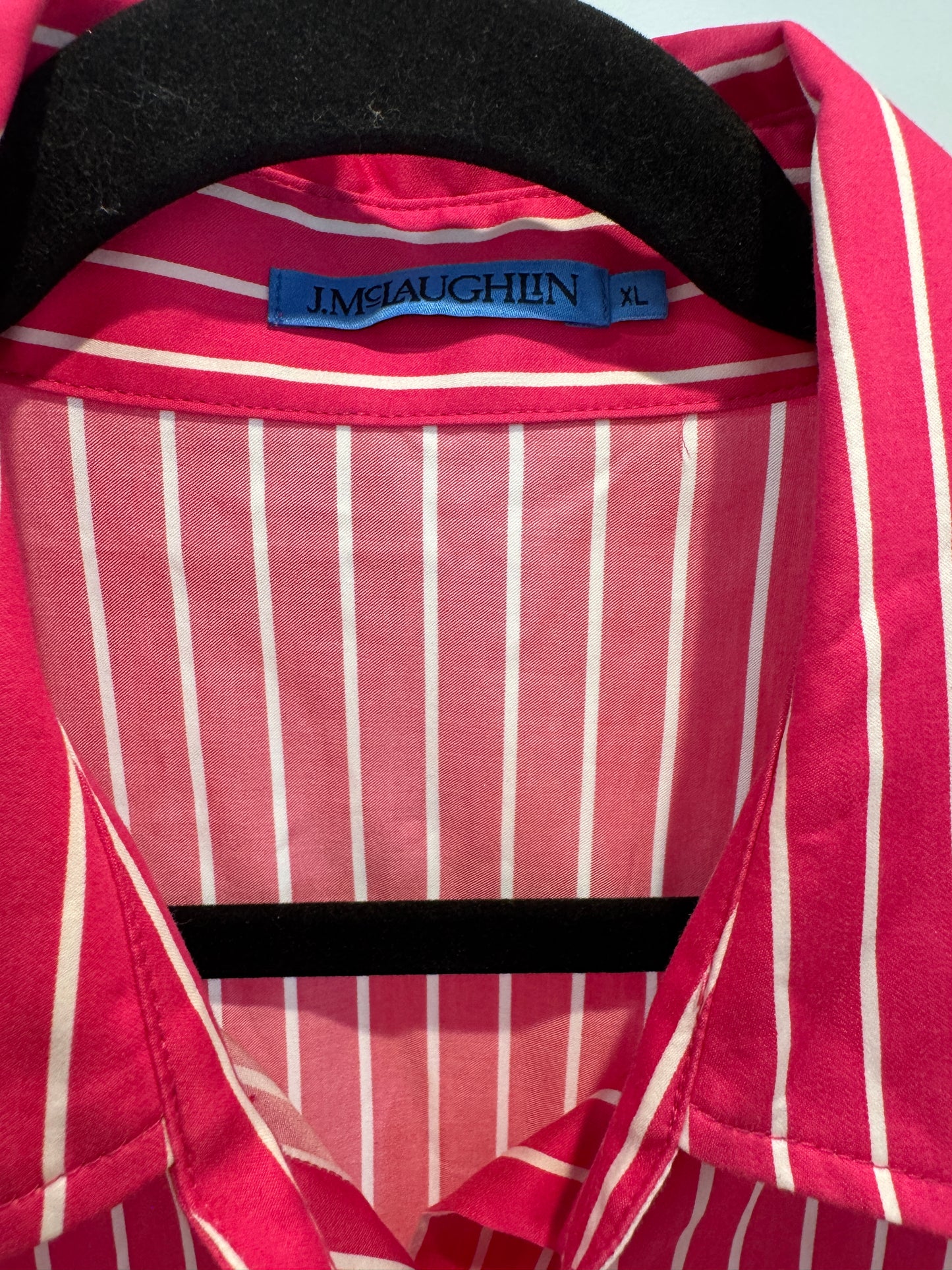 J. McLaughlin Pink Orla Midi Dress in Pink Stripe size XL