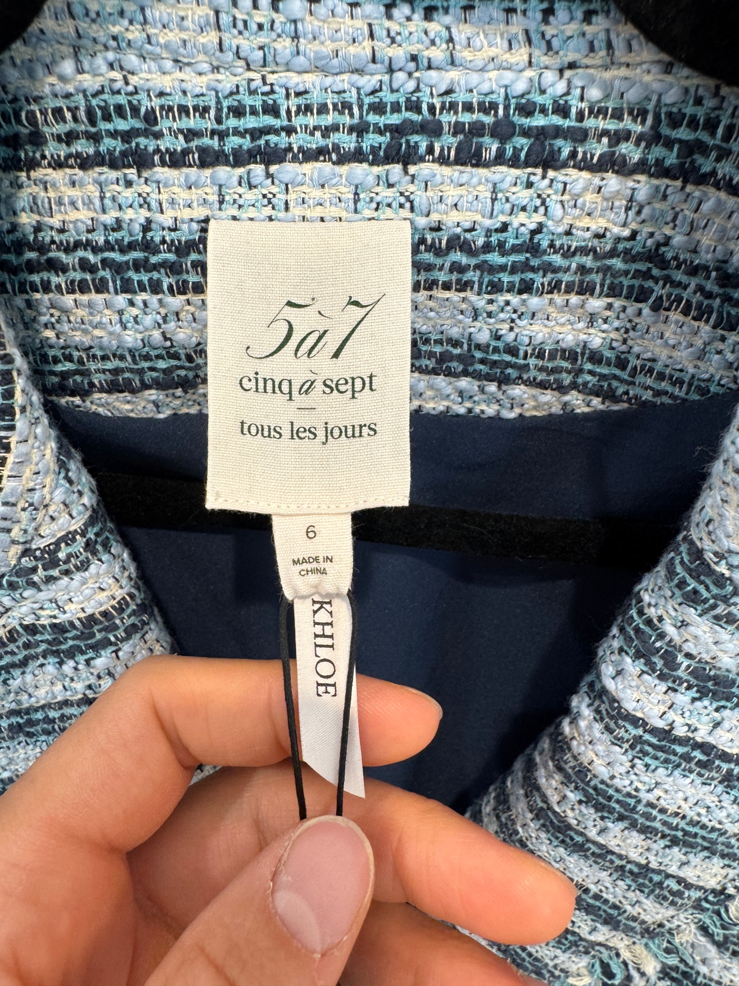 Cinq a Sept Khloe Blue Tweed Blazer size 6