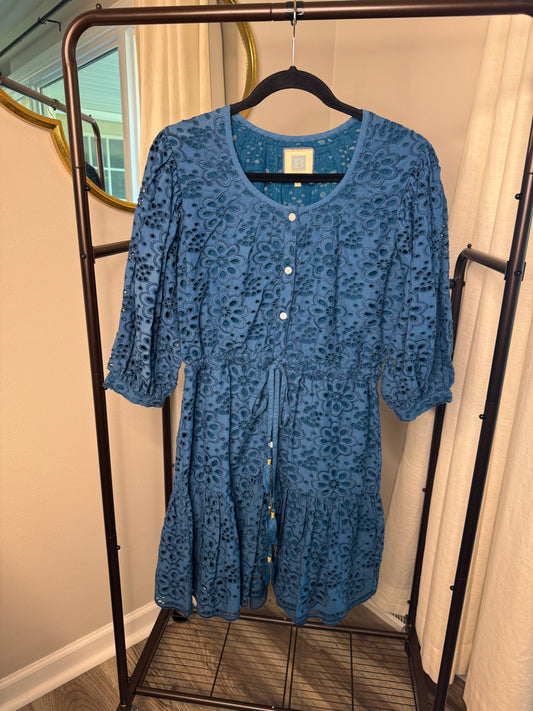 BELL Avery Turquoise Eyelet Mini Dress size S