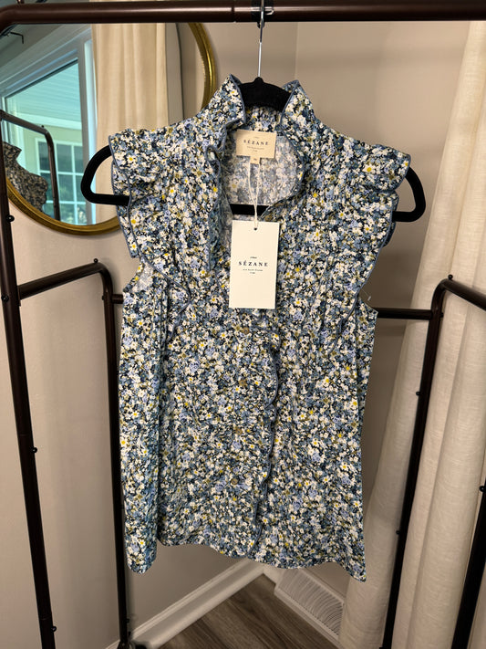 Sezane Caro Chemise Floral Ditsy Top size US 2