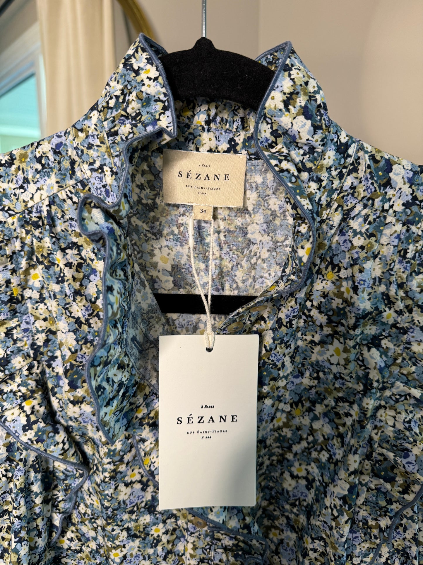 Sezane Caro Chemise Floral Ditsy Top size US 2