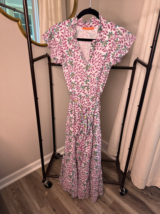 Oliphant Cap Flutter Sleeve Button Down Maxi size M