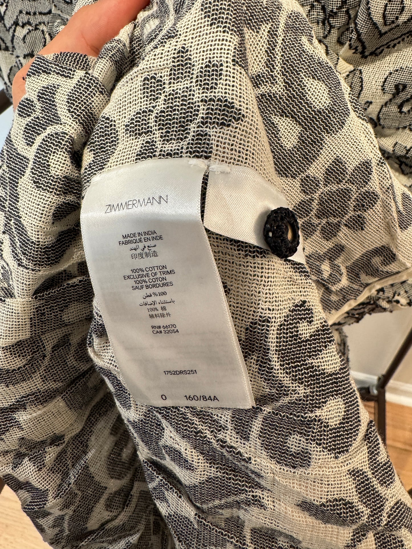 Zimmermann Wylie Lantern Mini Dress size 0 US 4