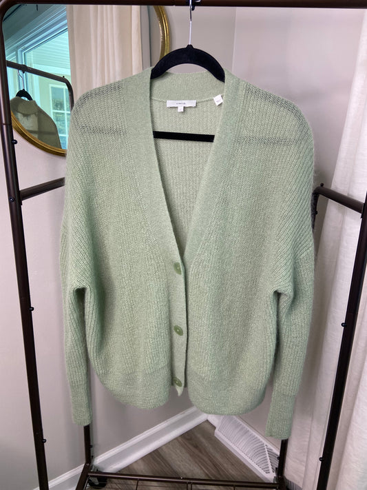 Vince Open Stitch Cardigan in Jade size L