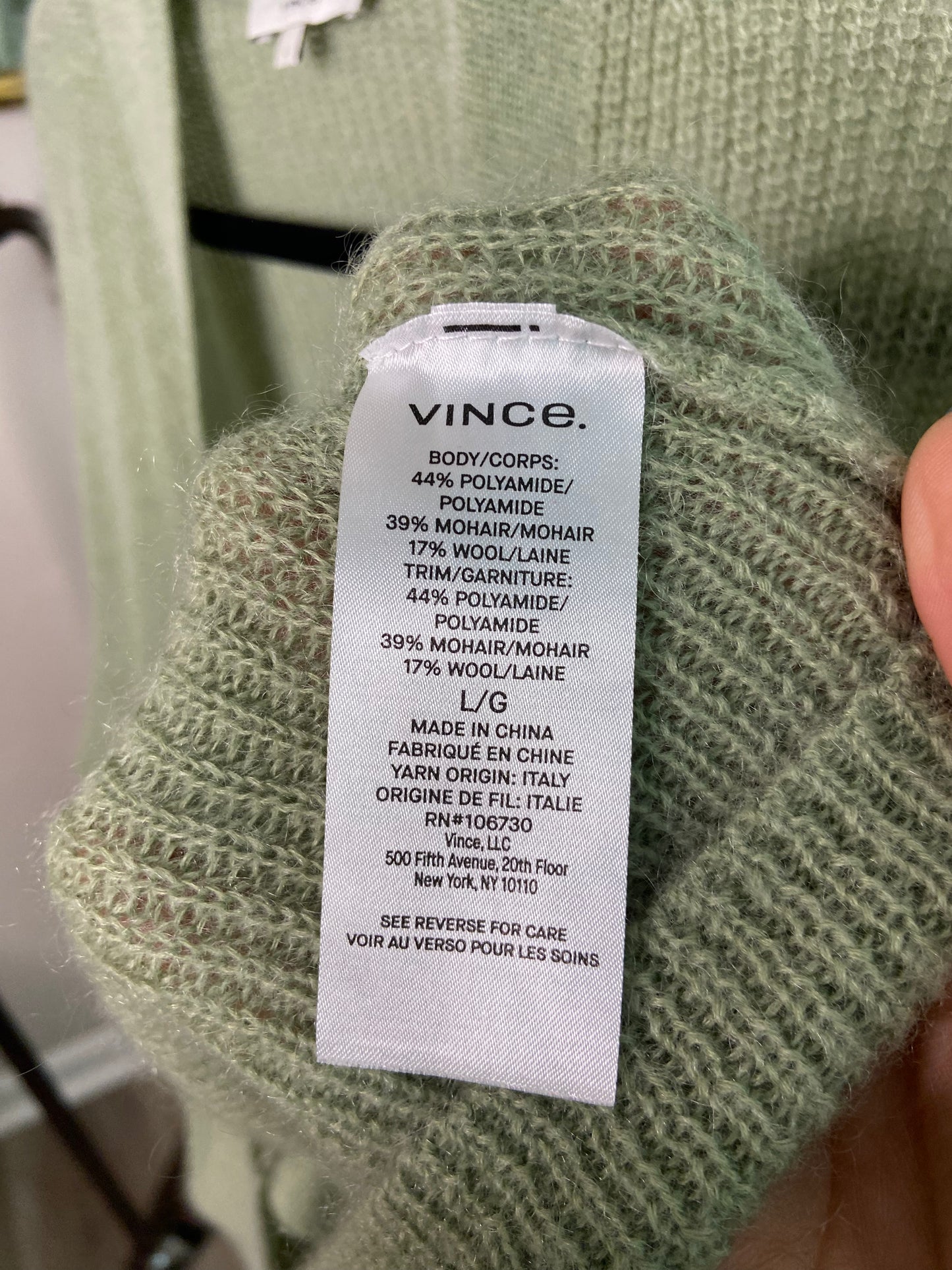 Vince Open Stitch Cardigan in Jade size L