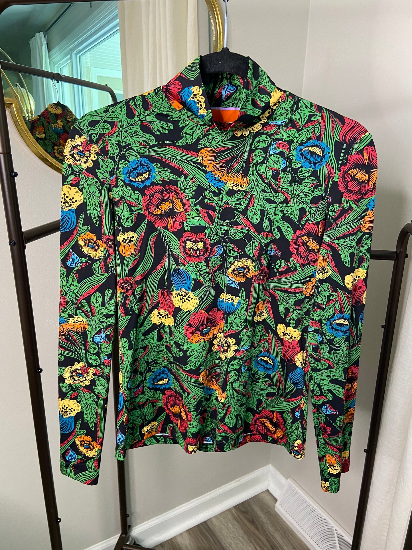 LA Double J floral-print turtleneck top size M