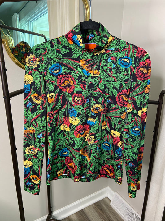 LA Double J floral-print turtleneck top size M