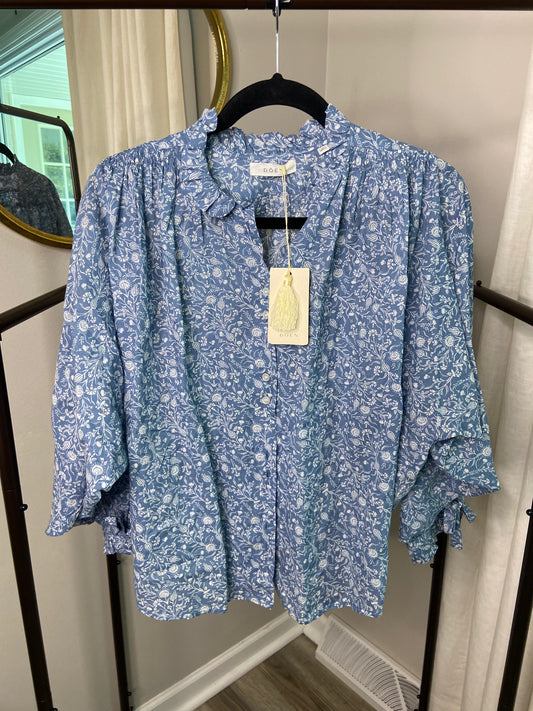 Doen Rose Top in China Blue size XS