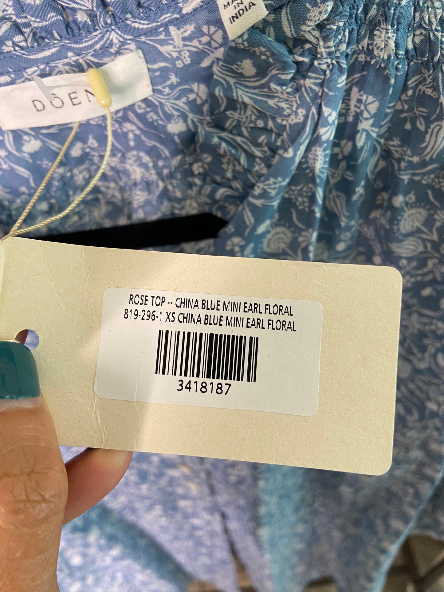 Doen Rose Top in China Blue size XS