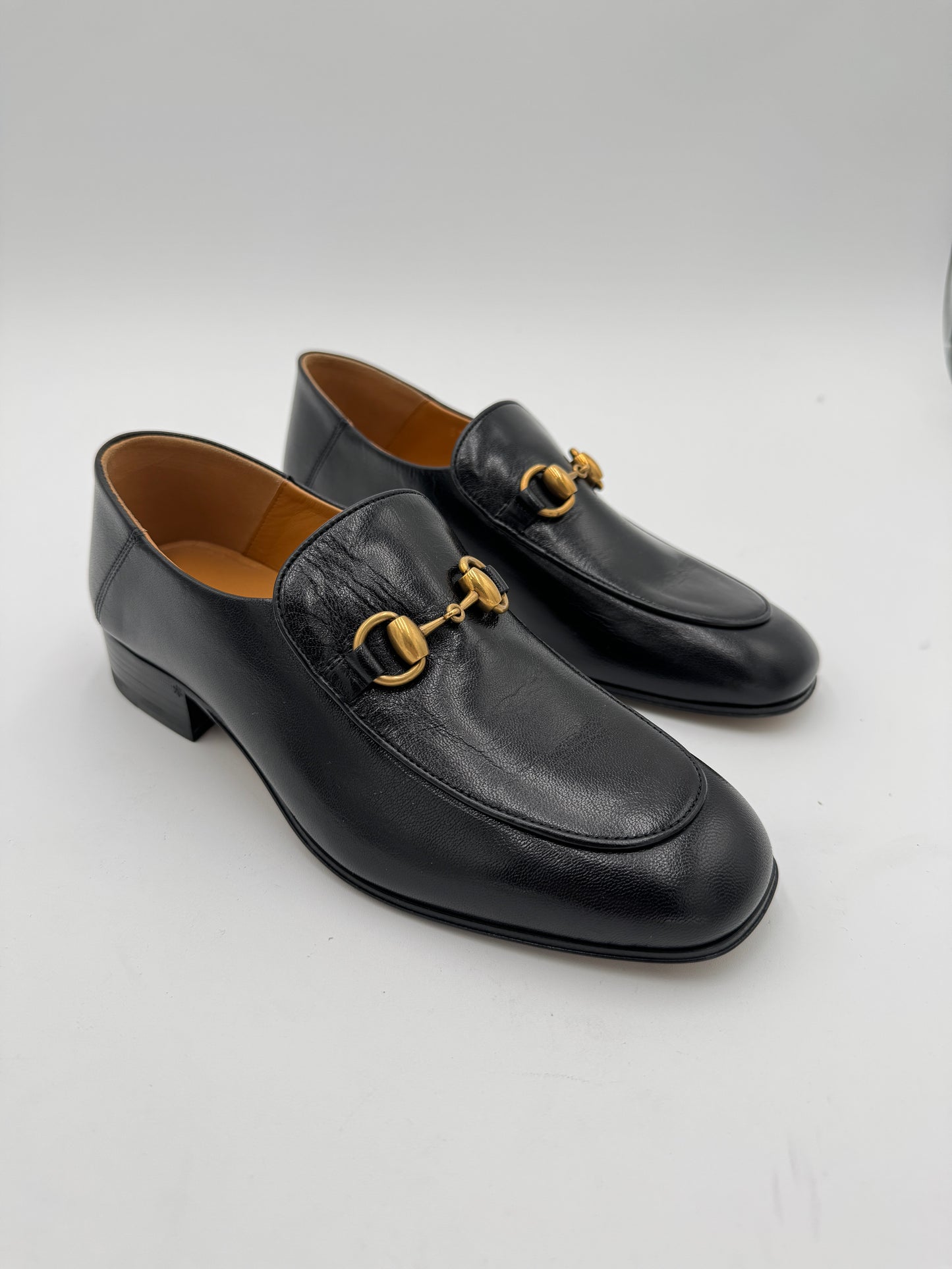 Gucci Horsebit Mid-Heel Loafers Black Leather size 36 US 6