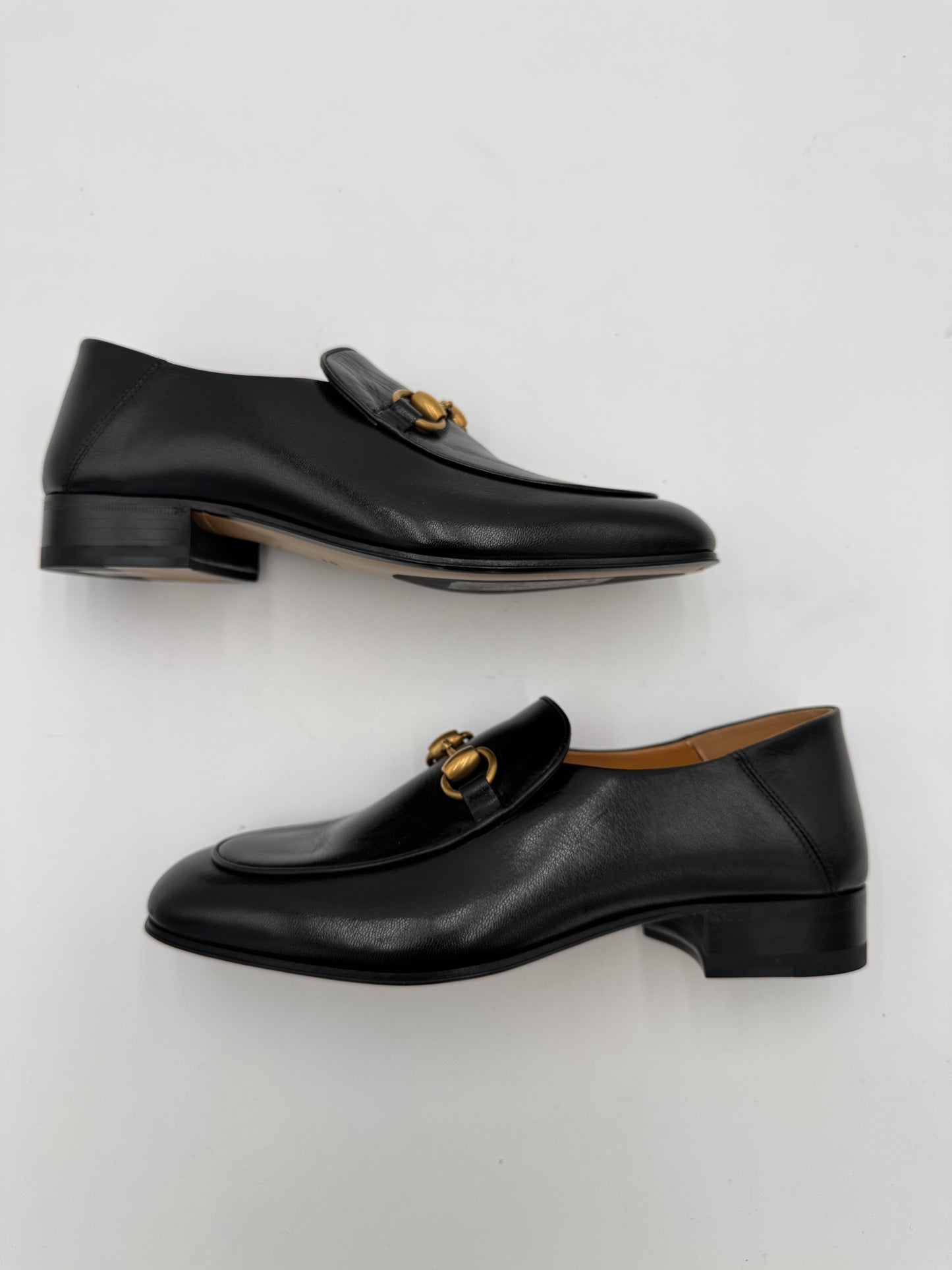 Gucci Horsebit Mid-Heel Loafers Black Leather size 36 US 6