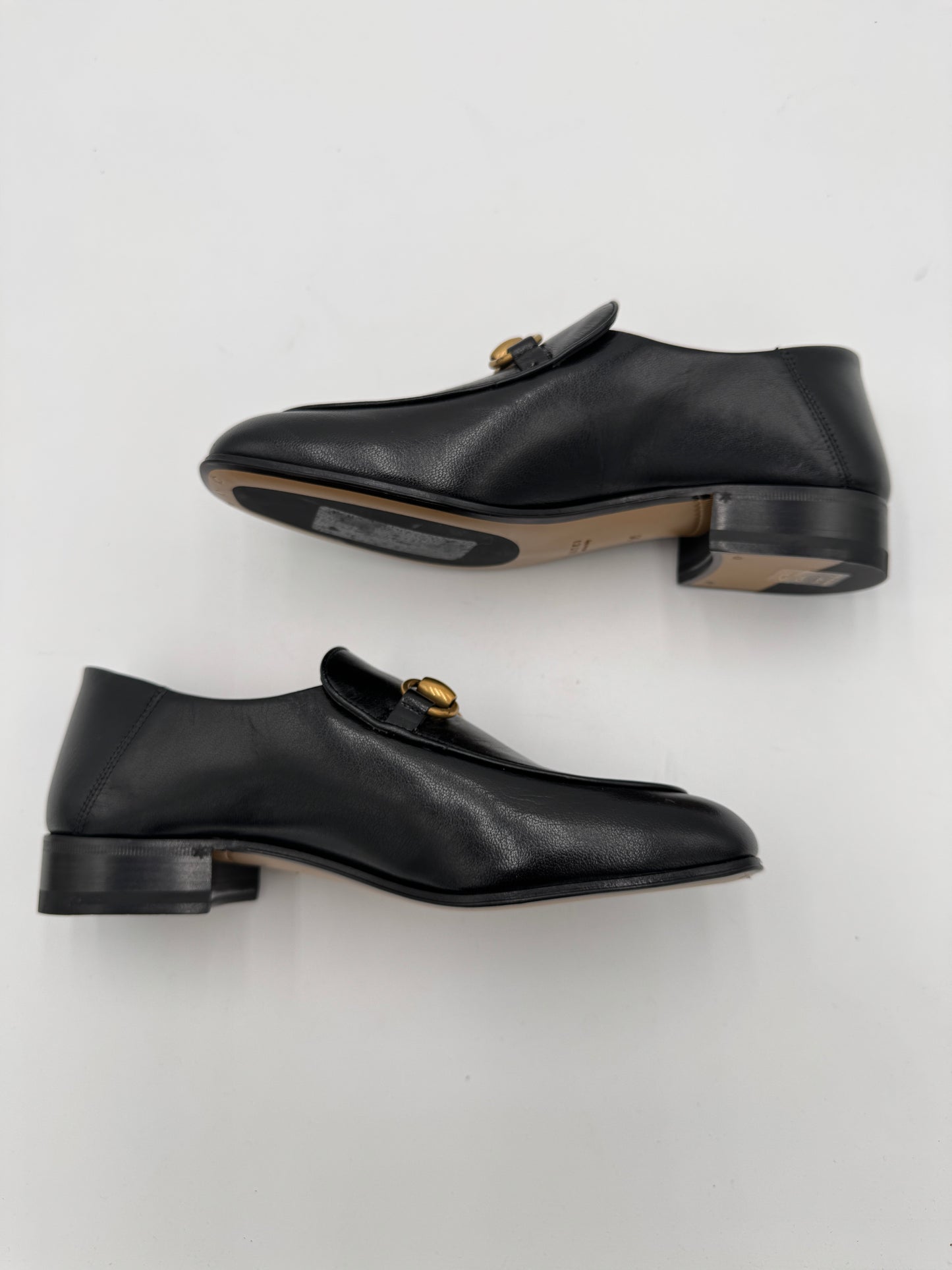 Gucci Horsebit Mid-Heel Loafers Black Leather size 36 US 6