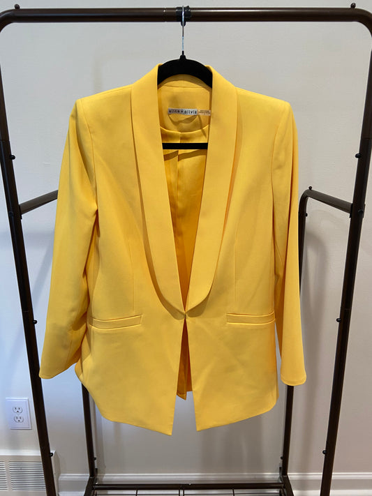 Alice and Olivia Skye Boxy Boyfriend Blazer Golden Rod Crepe size 4