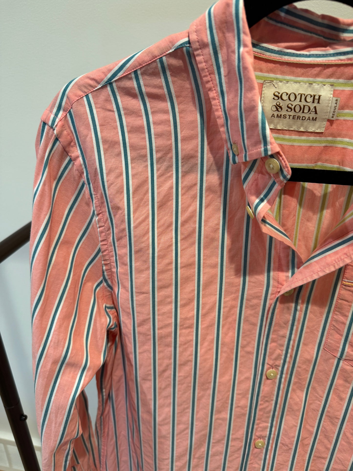Scotch and Soda Dobby Stripe Coral Button Down size S