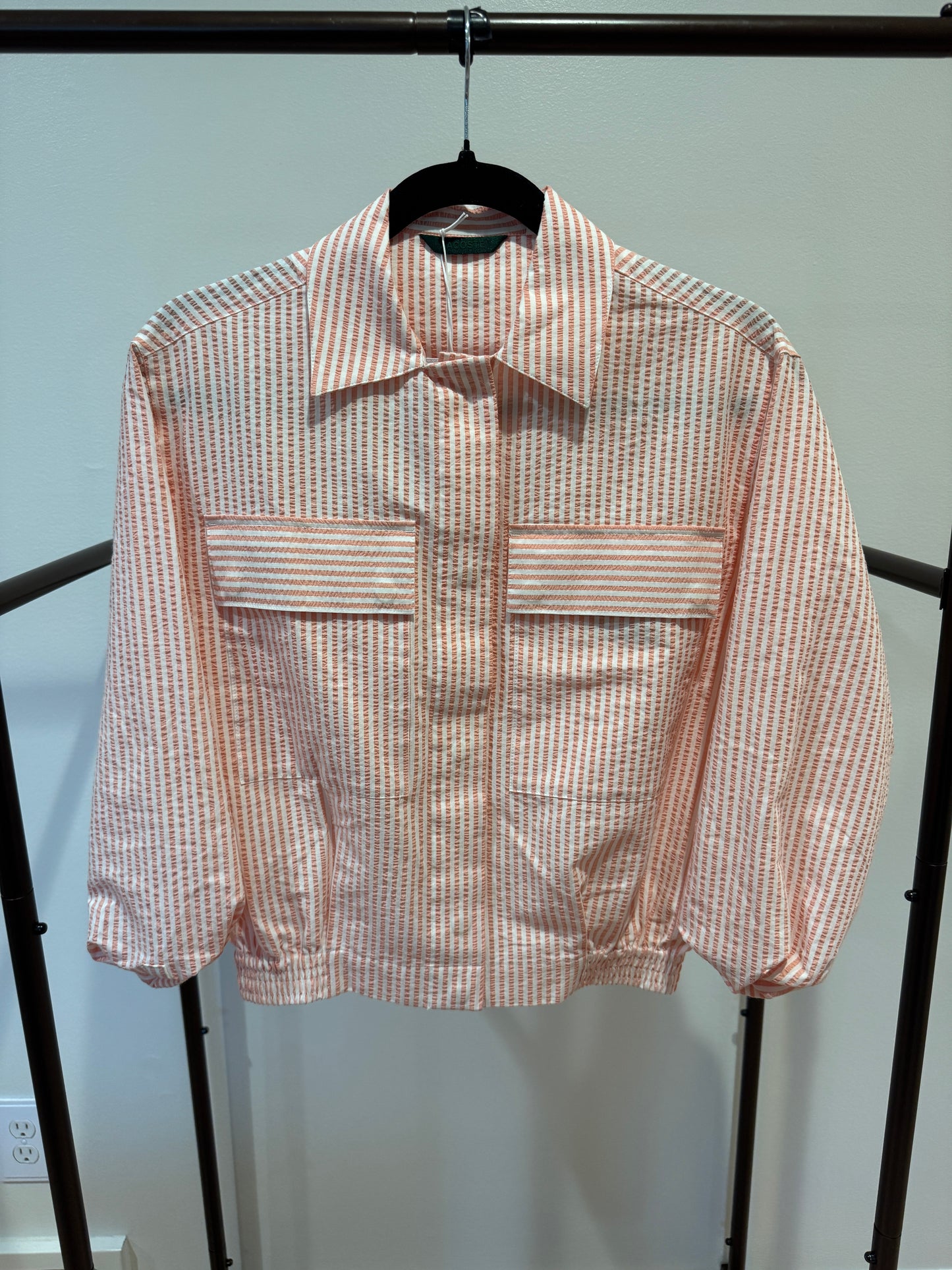 Lacoste Striped Seersucker Jacket with Seersucker Wrap Skirt size 36 US S