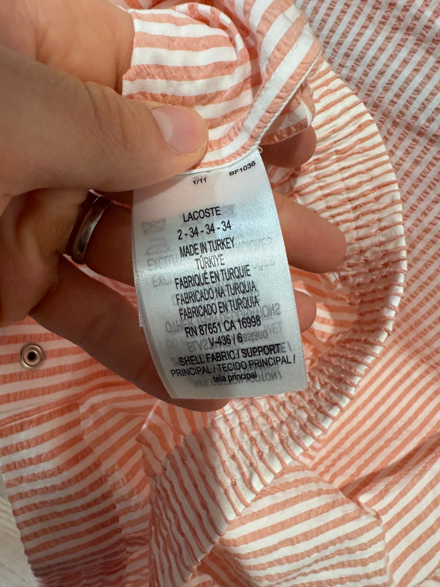 Lacoste Striped Seersucker Jacket with Seersucker Wrap Skirt size 36 US S
