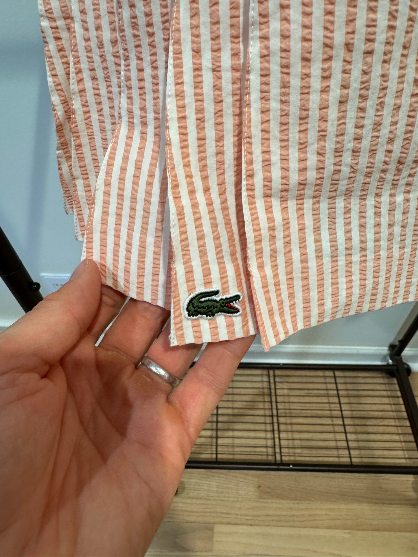Lacoste Striped Seersucker Jacket with Seersucker Wrap Skirt size 36 US S