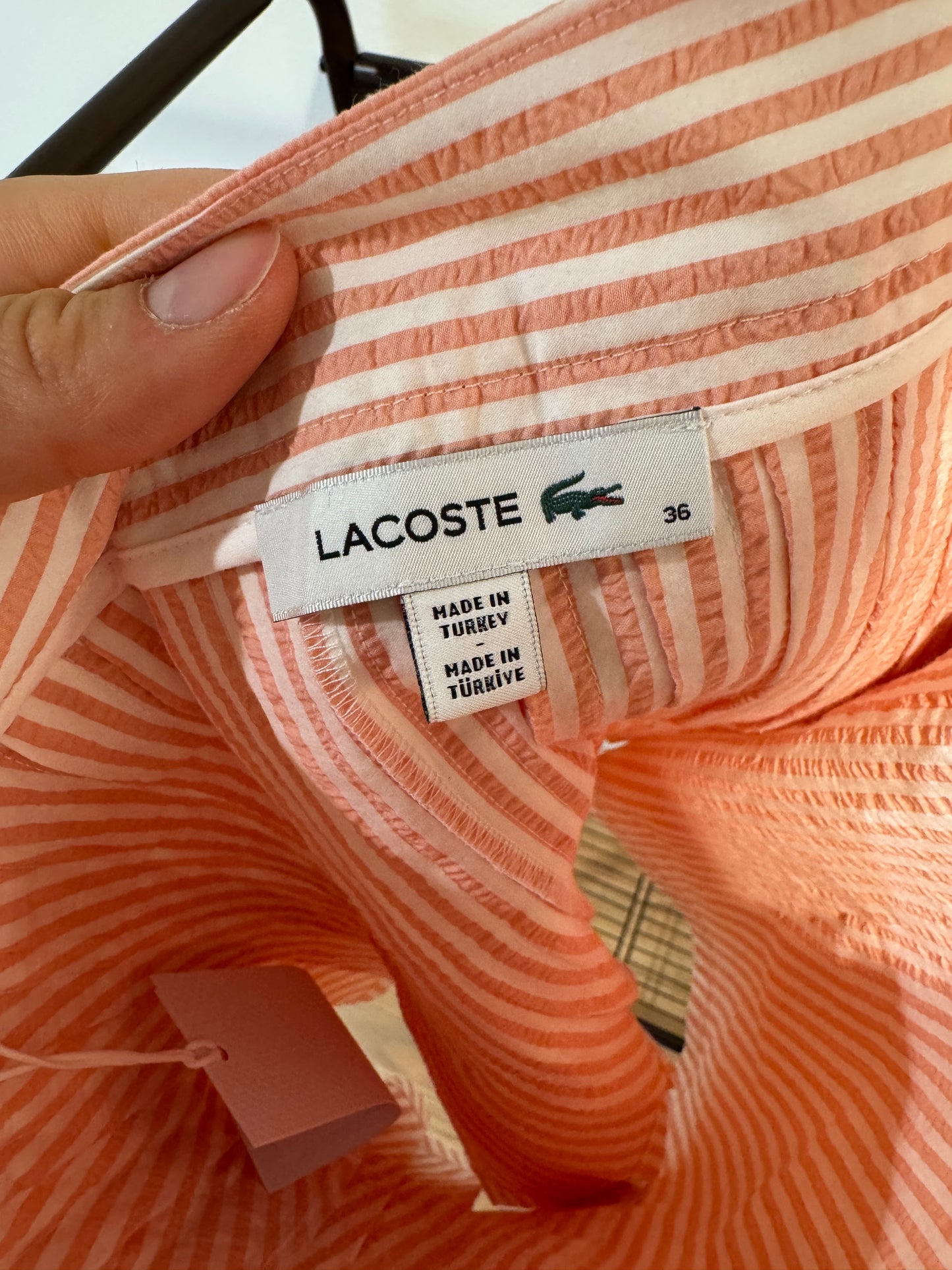 Lacoste Striped Seersucker Jacket with Seersucker Wrap Skirt size 36 US S