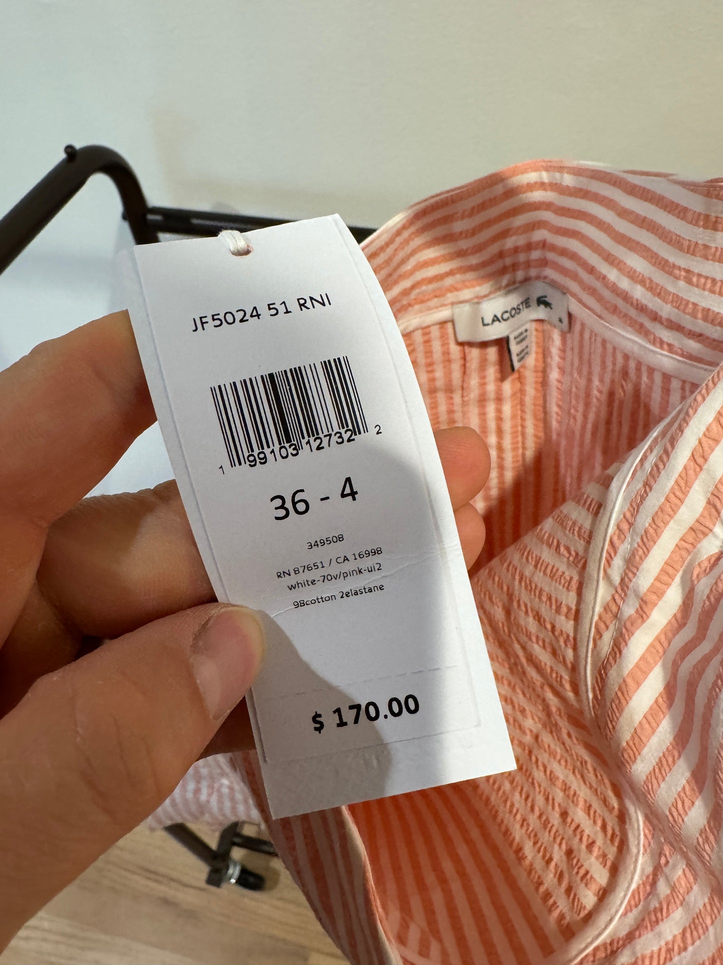 Lacoste Striped Seersucker Jacket with Seersucker Wrap Skirt size 36 US S