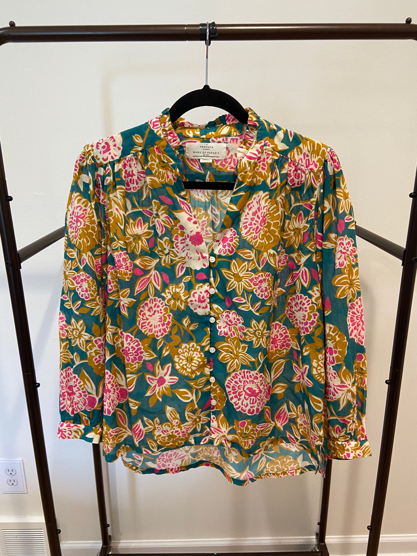 Trovata Quincy Blouse Teal Dahlia size Small
