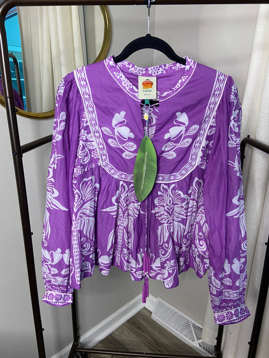 Farm Rio Sweet Garden Lilac Blouse size L